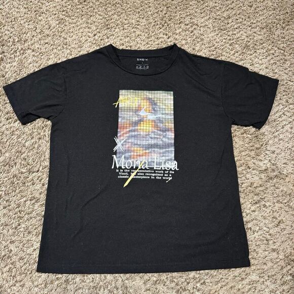 SHEIN Black Mona Lisa Tshirt Women Size Small - Picture 1 of 3